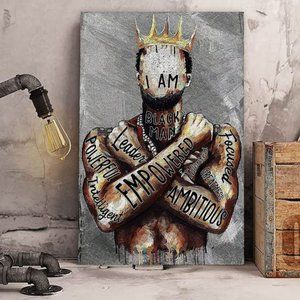 Black Man Wall Art I Am Empowered King Painting